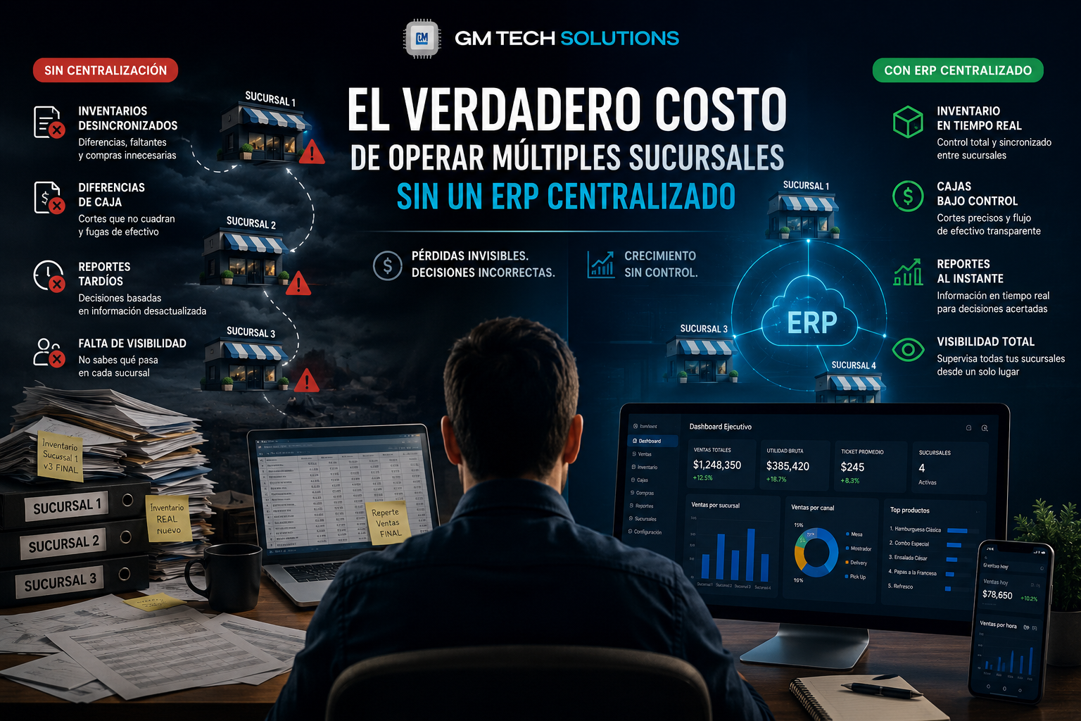El verdadero costo de operar múltiples sucursales sin un ERP centralizado